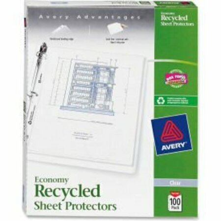 AVERY DENNISON Avery Recycled Economy Weight Sheet Protector, 8-1/2inW x 11inH, Clear, 100/PK 75537